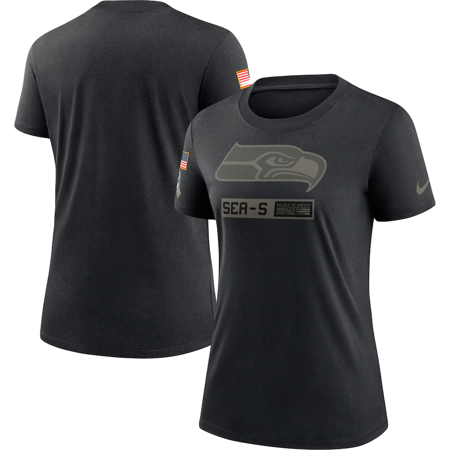 Women's Seattle Seahawks 2020 Black Salute To Service Performance T-Shirt (Run Small) (Run Small)